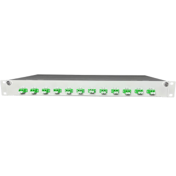 OV-12xLC-D SM-A  19 Zoll Spleissbox 12xLC-D SM APC  1HE/12/gr CSH 24Pgt 9/125 12Kup grün